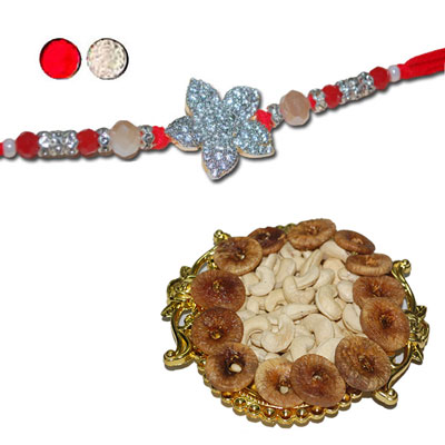 "RAKHIS -AD 4180 A (Single Rakhi) , Dryfruit Thali - code RD400 - Click here to View more details about this Product